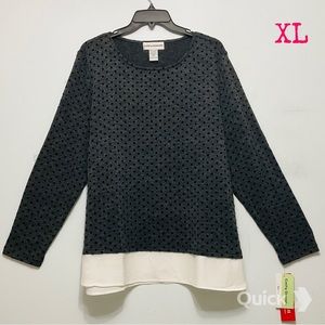 XL - NWT Gray Dot Textured Mock-Layer Top